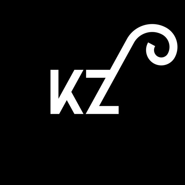 Plik wektorowy kz letter logo design początkowe litery ikona logo kz abstrakcyjna litera kz minimalny szablon projektowania logo k z wektory projektowania liter z czarnymi kolorami logo kz