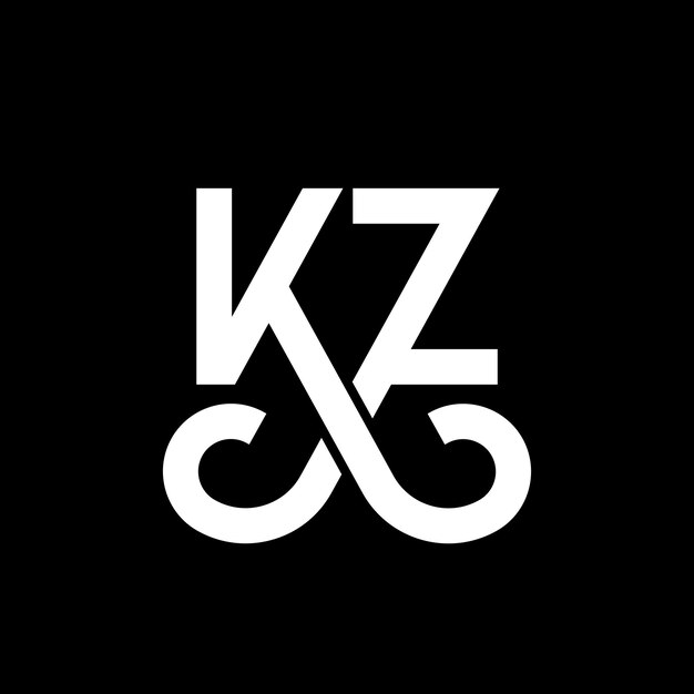 Plik wektorowy kz letter logo design początkowe litery ikona logo kz abstrakcyjna litera kz minimalny szablon projektowania logo k z wektory projektowania liter z czarnymi kolorami logo kz