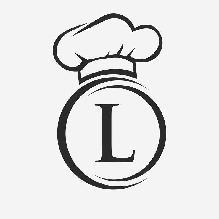 Wektor l l logo restauracji szablon logo restauracji koncepcja z szefową czapką symbol wektorowy znak