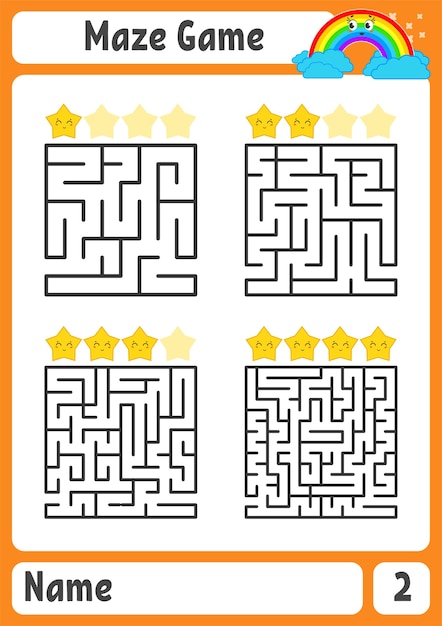 Labirynt Kwadratowy. Gra Dla Dzieci. Puzzle Dla Dzieci. Zagadka Labiryntu.