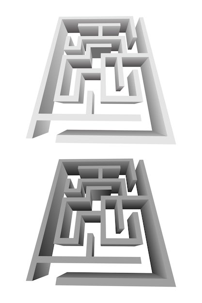 Labirynt projektowania ilustracji na białym tle