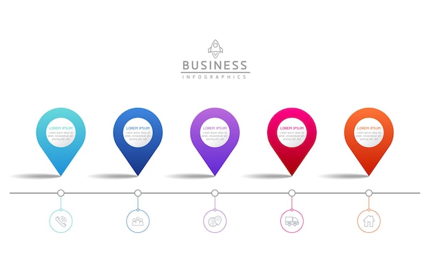 Łącząc Kroki Biznesowe Szablon Infografiki Z 5 Elementami