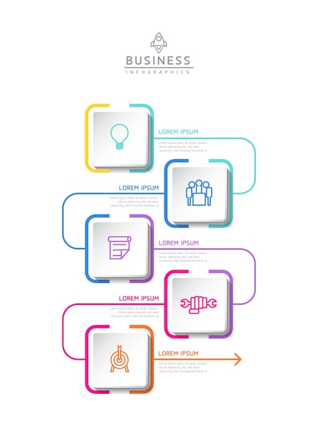 Łącząc Kroki Biznesowe Szablon Infografiki Z 5 Elementami