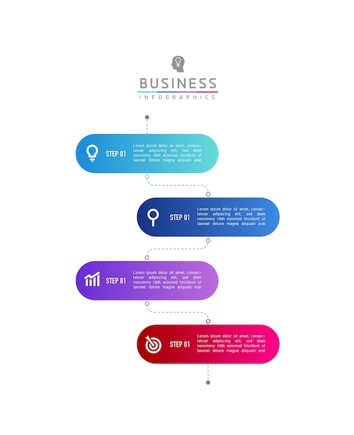 Łącząc kroki biznesowy szablon infografiki z 4 elementami