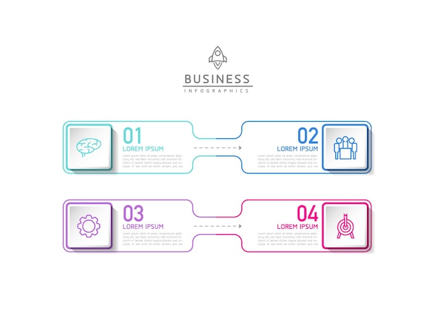 Łącząc Kroki Biznesowy Szablon Infografiki Z 4 Elementami
