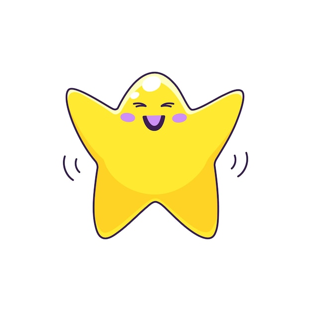 Plik wektorowy Ładna gwiazda kreskówek kawaii błyszcząca postać emoji