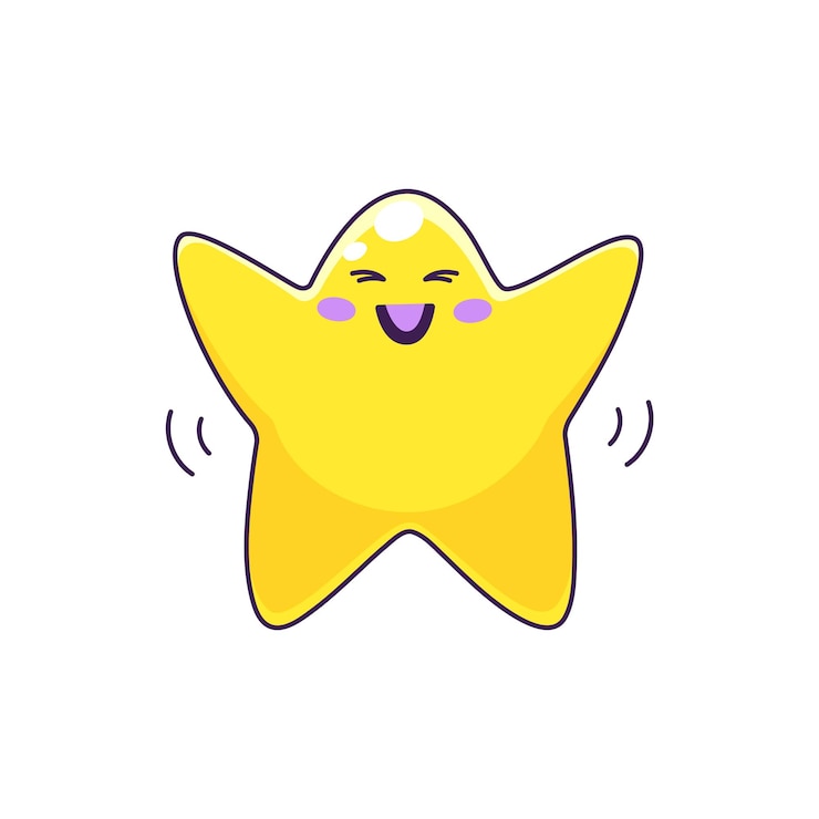 Wektor ładna gwiazda kreskówek kawaii błyszcząca postać emoji