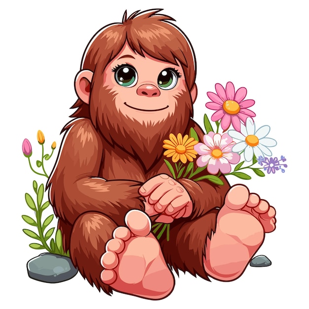 Ładna Ilustracja Bigfoot Vector Cartoon