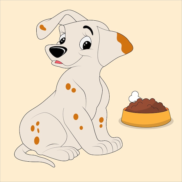 Plik wektorowy Ładna ilustracja charakteru psa z jedzeniem dla psów
