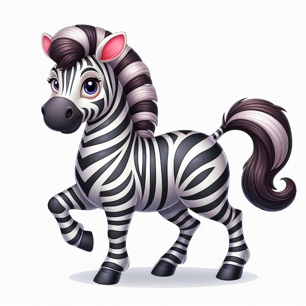 Ładna Ilustracja Kreskówki Zebra Vector