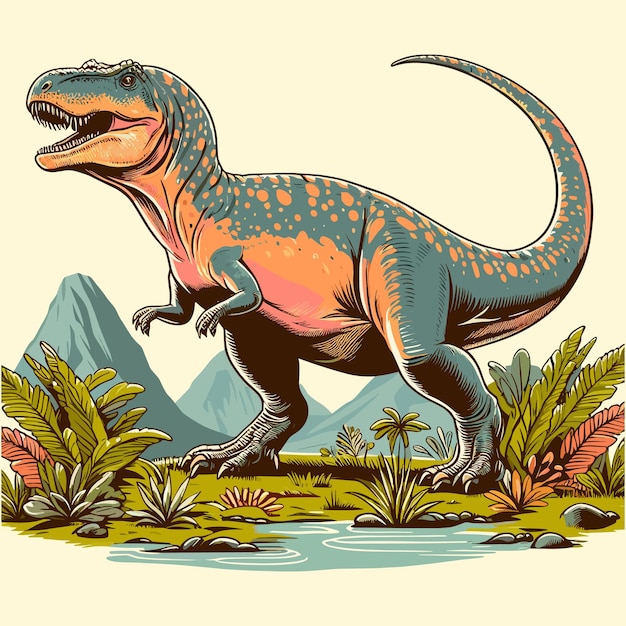 Plik wektorowy Ładna ilustracja rysunkowa dinosaur vector