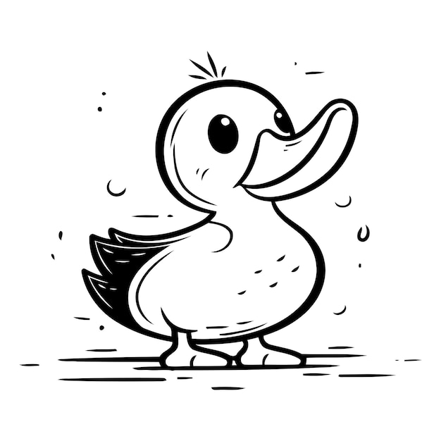 Plik wektorowy Ładna ilustracja wektorowa kaczki z kreskówek rysowana ręcznie