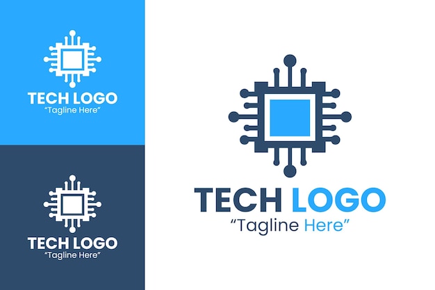 Ładne logo technologiczne w kolorze niebiesko-czarnym dla kreatywnych rozwiązań biznesowych