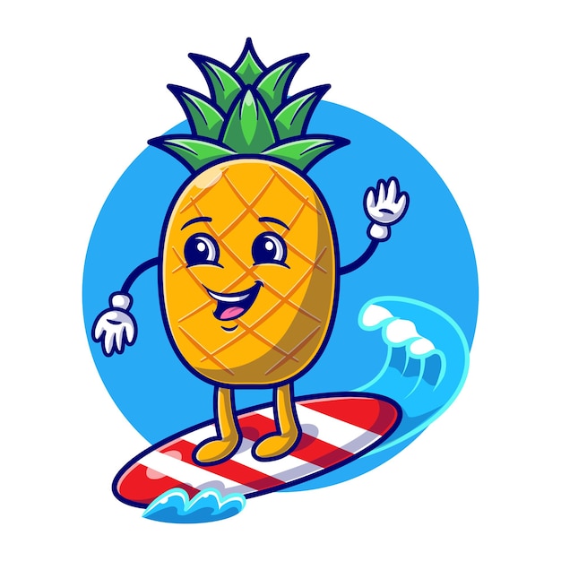 Ładny Ananas Surfing Na Morzu