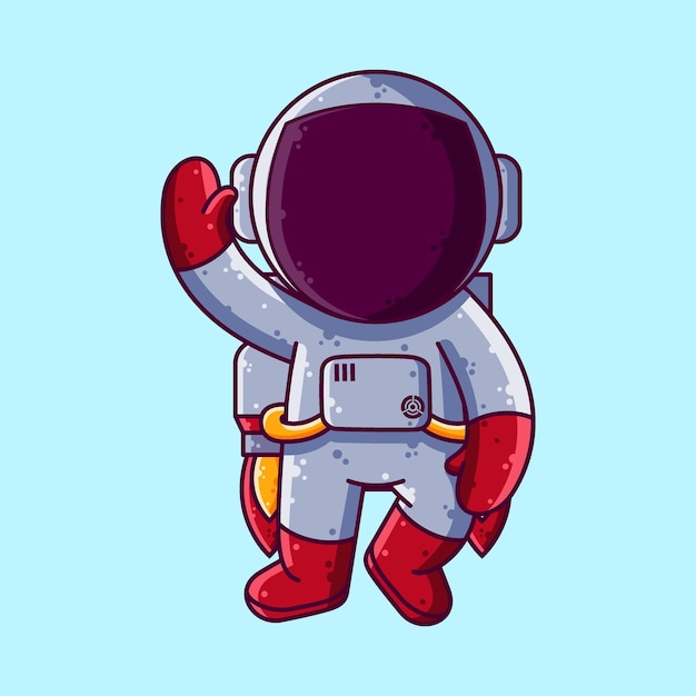 Plik wektorowy Ładny astronauta z ilustracji wektorowych kreskówka jetpack. wektor znaków stylu kreskówki.