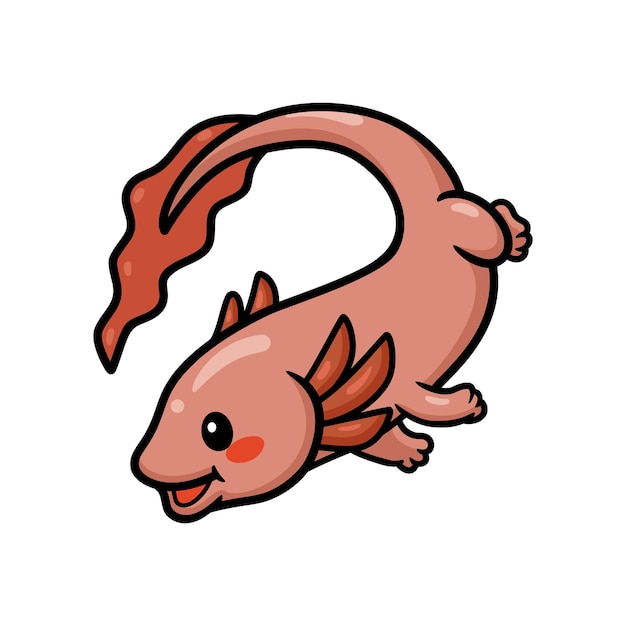 Ładny Axolotl Kreskówka Pływanie Ilustracja Wektorowa