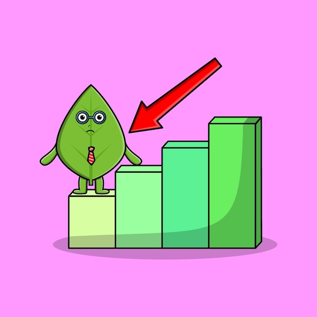 Plik wektorowy Ładny biznesmen z zielonym liściem z wykresem inflacji