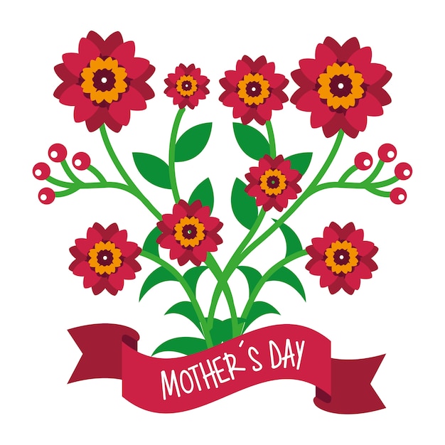 Plik wektorowy Ładny bukiet kwiatów ozdobny dzień matki transparent