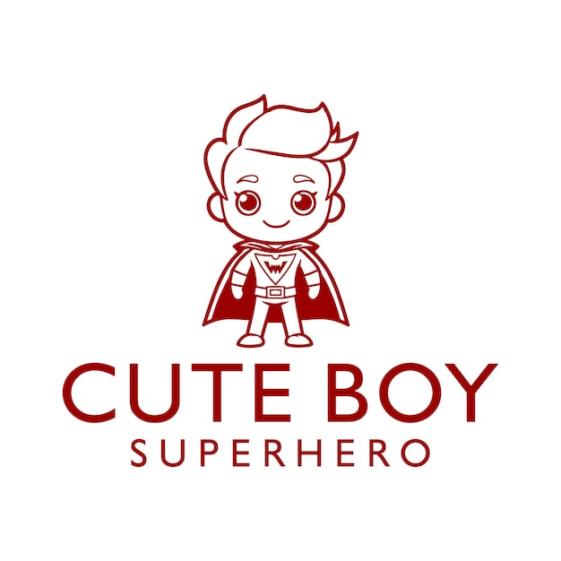 Ładny Chłopiec Superbohater Maskotka Logo Ilustracja Wektorowa