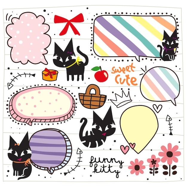Plik wektorowy Ładny czarny kotek doodle