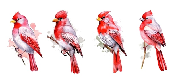 Plik wektorowy Ładny czerwony i biały ptak akwarela farby ilustracyjne