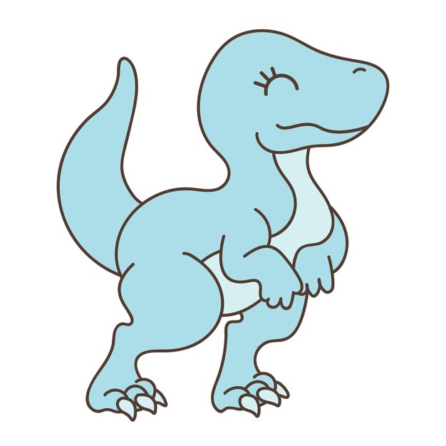 Ładny Dinozaur W Stylu Cartoon. Ilustracja Wektorowa Słodkiego Zwierzęcia.