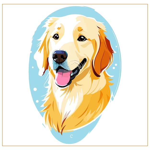 Ładny Golden Retriever psa rasy ilustracji wektorowych z białym tłem