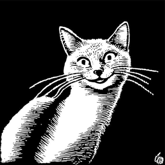 Ładny, Gruby Kot, Ręcznie Rysowane Kreskówka Naklejka Ikona Koncepcja Na Białym Tle Ilustracja