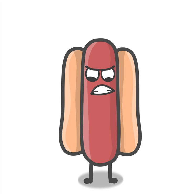 Ładny hotdog postać wektor szablon projektu ilustracja