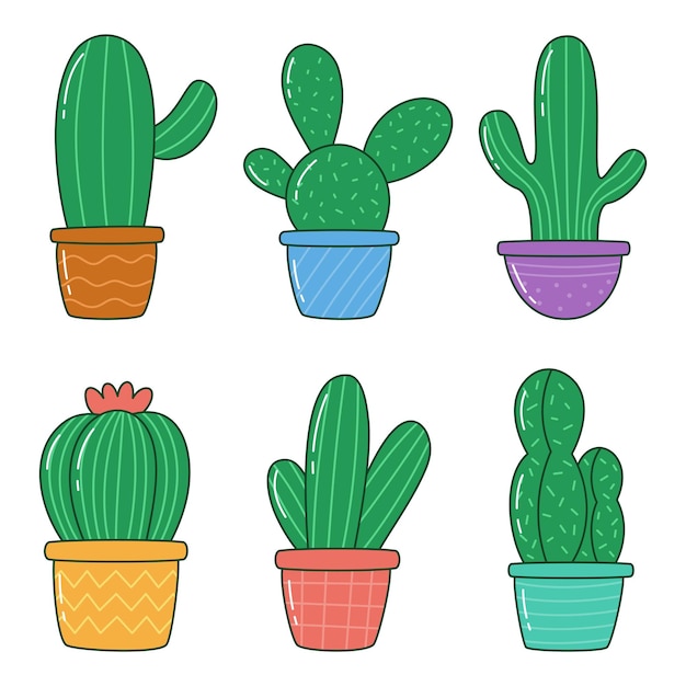 Ładny Kaktus Ręcznie Rysowane Doodle Ilustracja