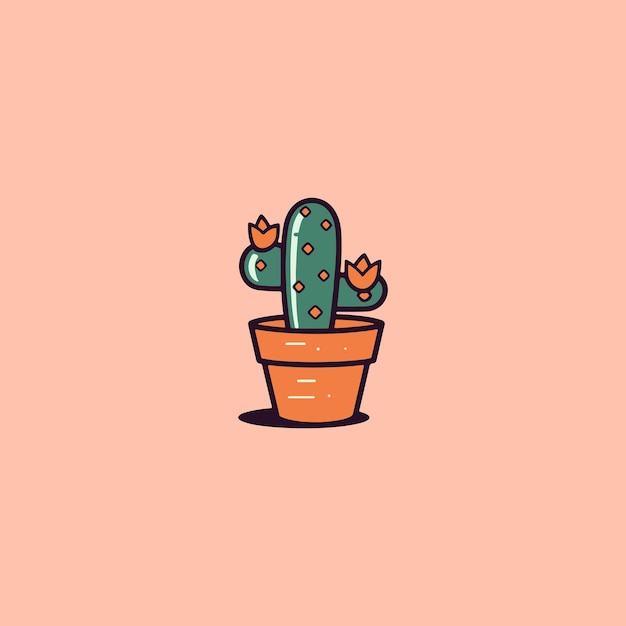 ładny kaktus w elemencie ikony wektora puli