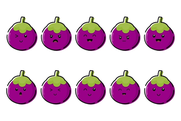 Ładny Kawaii Ikona Ilustracja Postać Kreskówka Wektor Twarz Projekt Tło Jedzenie Japoński Element Słodki Emoji Graficzny Emotikon