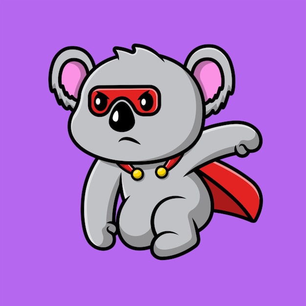 Ładny Koala Super Hero Lądowania Kreskówka Wektor Ikona Ilustracja
