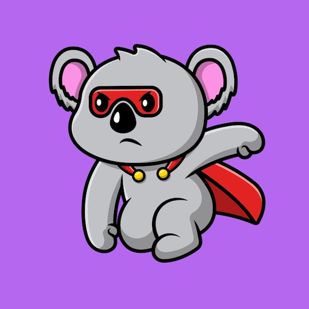 Ładny Koala Super Hero Lądowania Kreskówka Wektor Ikona Ilustracja