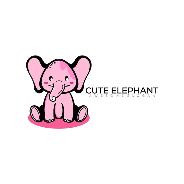 Plik wektorowy Ładny kolor maskotki z logo słonia