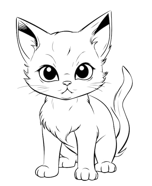 Ładny kot kreskówka wektor ilustracja kot kolorowanki dla dzieci projekt maskotki kota kot logo