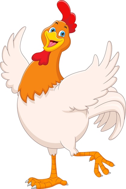 Plik wektorowy Ładny kurczak macha kreskówka na białym tle
