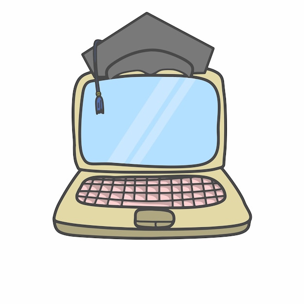 Ładny Laptop Charakter Płaski Kreskówka Wektor Szablon Projektu Ilustracja