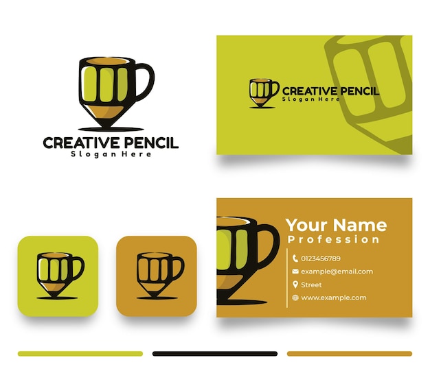 Plik wektorowy Ładny logo i wizytówki ilustracja kreatywnych ołówek