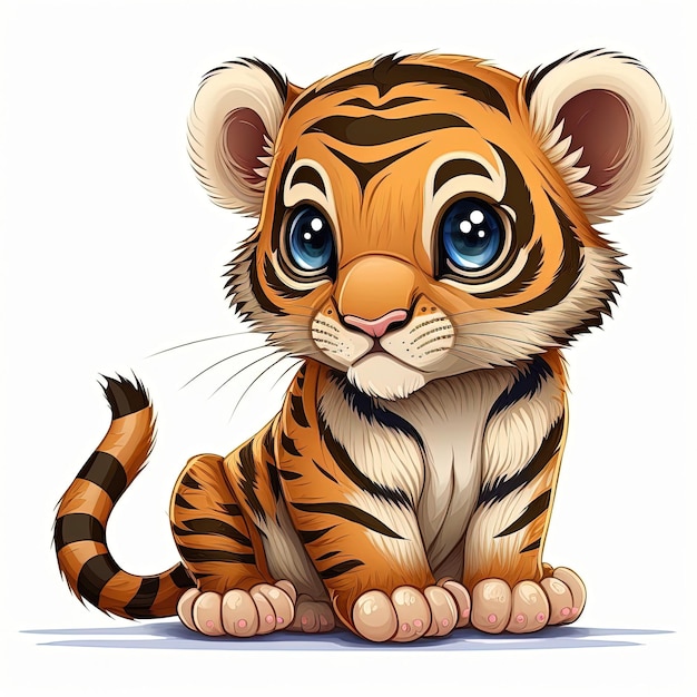 Ładny mały tygrys kreskówka, ilustracji wektorowych