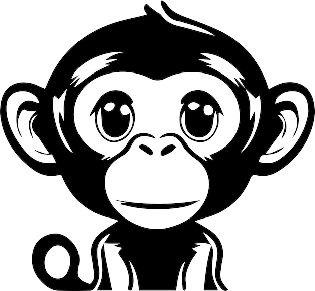 Ładny Monkey Logo monochromatyczny styl projektowania
