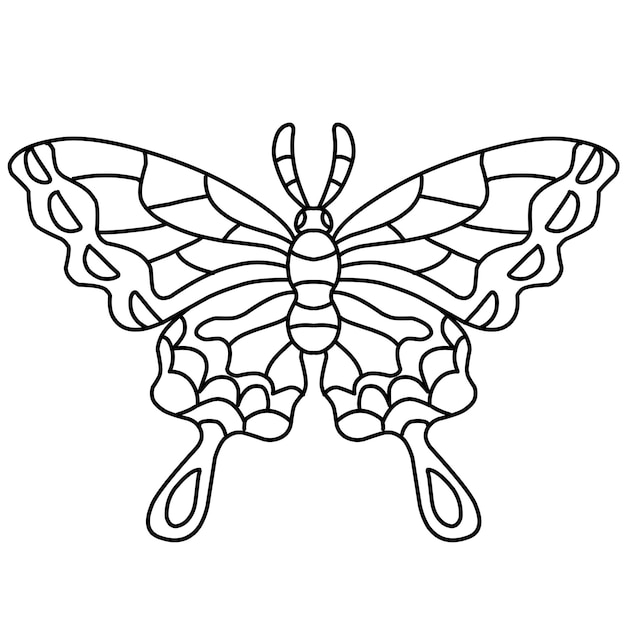 Plik wektorowy Ładny motyl kolorowanie książki zentangle ręcznie rysowane na białym tle