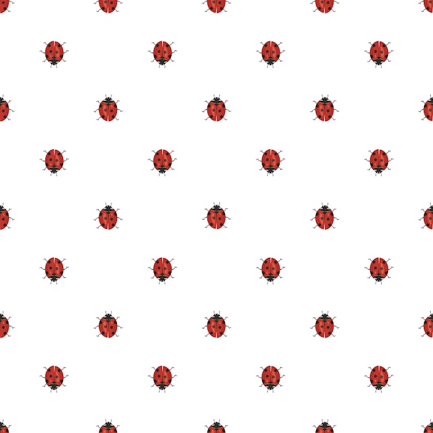 Plik wektorowy Ładny nadruk z czerwonymi biedronkami wiosna i lato wzór z owadami płaskie ilustracji wektorowych