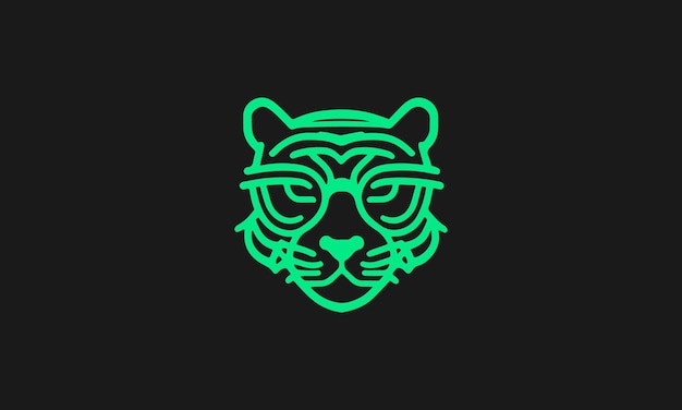 Ładny naukowy tygrys, prosty, minimalistyczny szablon projektu logo w jednej linii