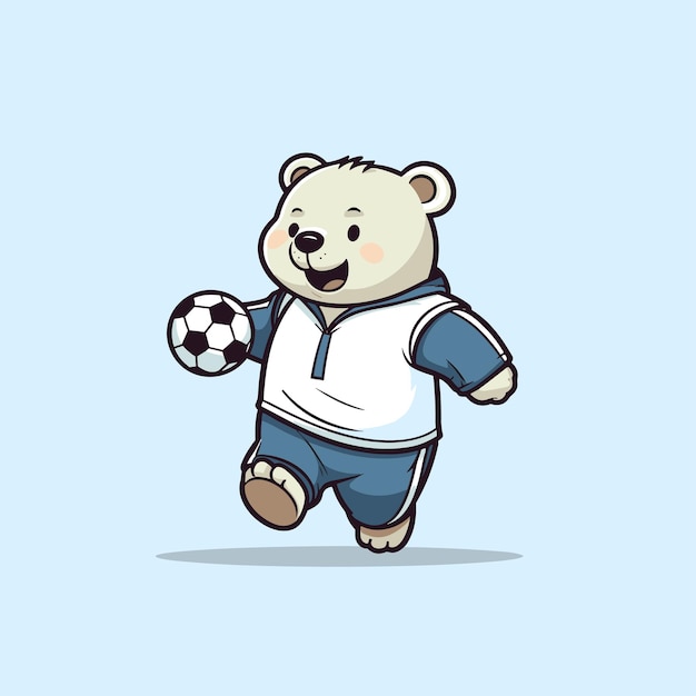 ładny niedźwiedź polarny gra w piłkę nożną ilustracji wektorowych