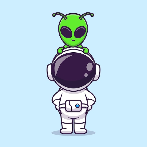 Ładny obcy na astronauta kreskówka wektor ikona ilustracja nauka technologia ikona koncepcja na białym tle