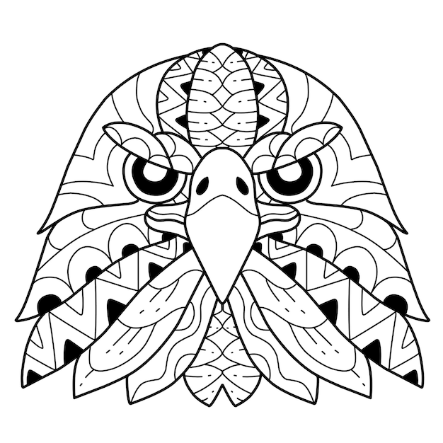 Ładny orzeł kolorowanka zentangle ręcznie rysowane na białym tle na białym tle