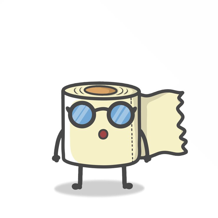 Ładny Papier Toaletowy Charakter Maskotka Płaskie Kreskówka Emotikon Wektor Ilustracja Projekt
