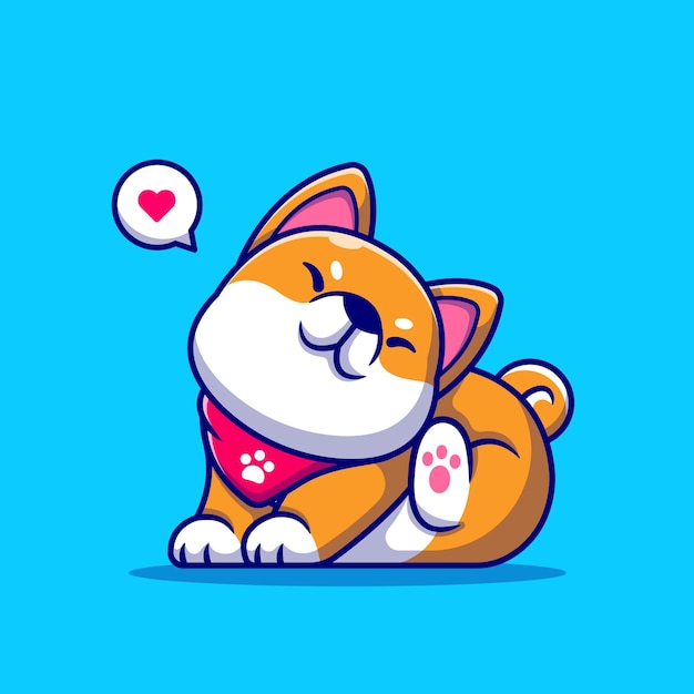 Ładny pies Shiba Inu drapanie ucha ilustracja kreskówka.