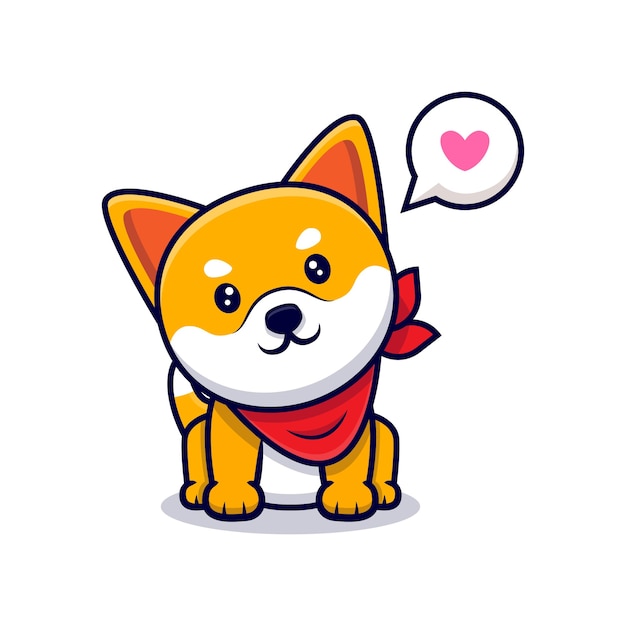 Ładny pies Shiba Inu siedzi ikona ilustracja kreskówka